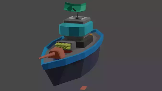 LOW POLY WARSHIP MODEL boat Free low-poly 3D model