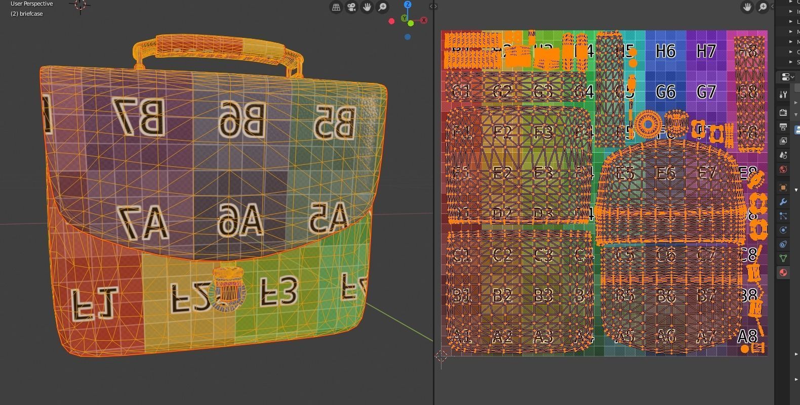 Old used Leather briefcase 2 colors  Low-poly 3D model_12