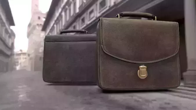 Old used Leather briefcase 2 colors  Low-poly 3D model