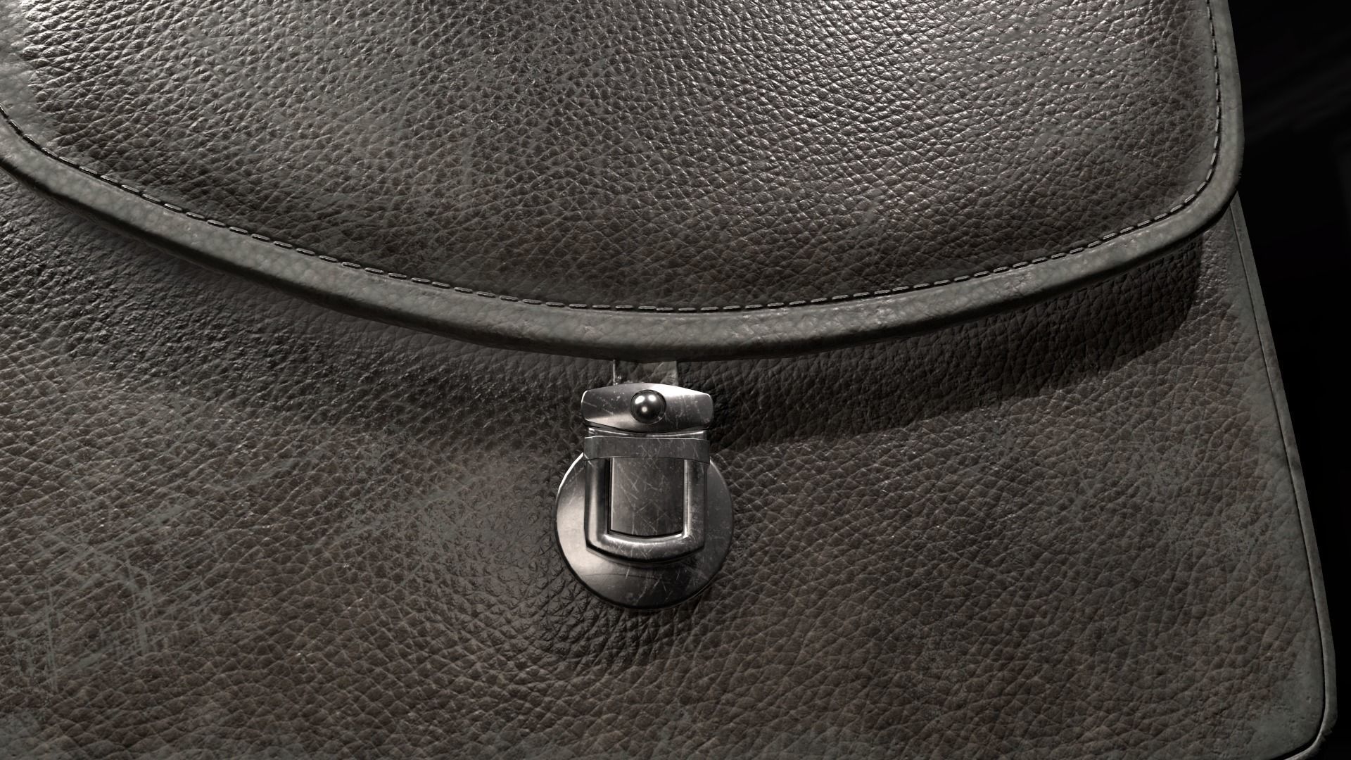 Old used Leather briefcase 2 colors  Low-poly 3D model_2