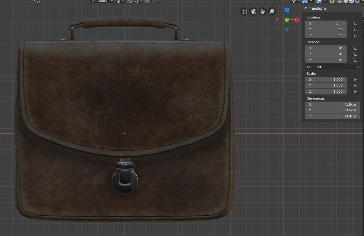 Old used Leather briefcase 2 colors  Low-poly 3D model_13