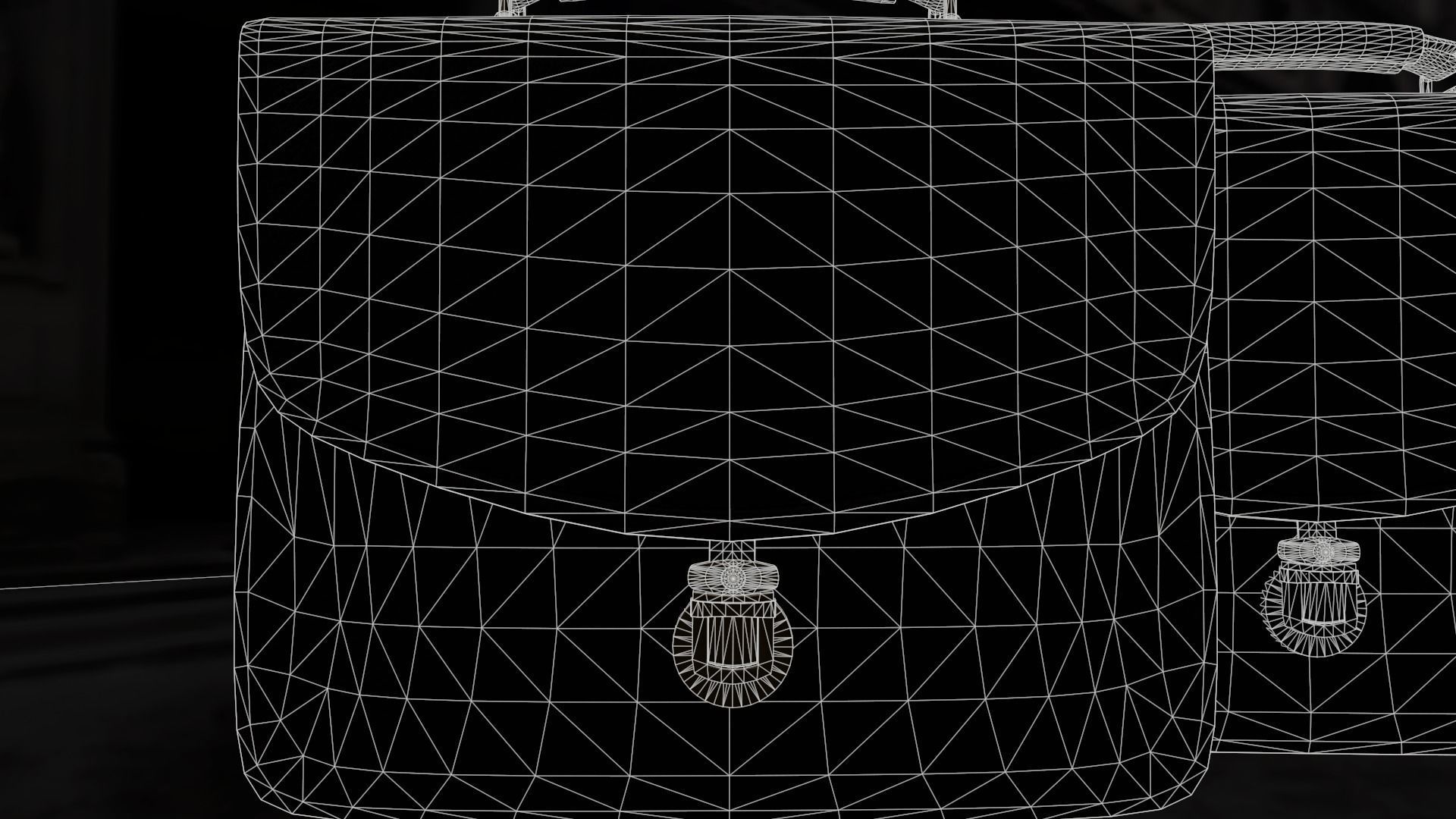 Old used Leather briefcase 2 colors  Low-poly 3D model_11