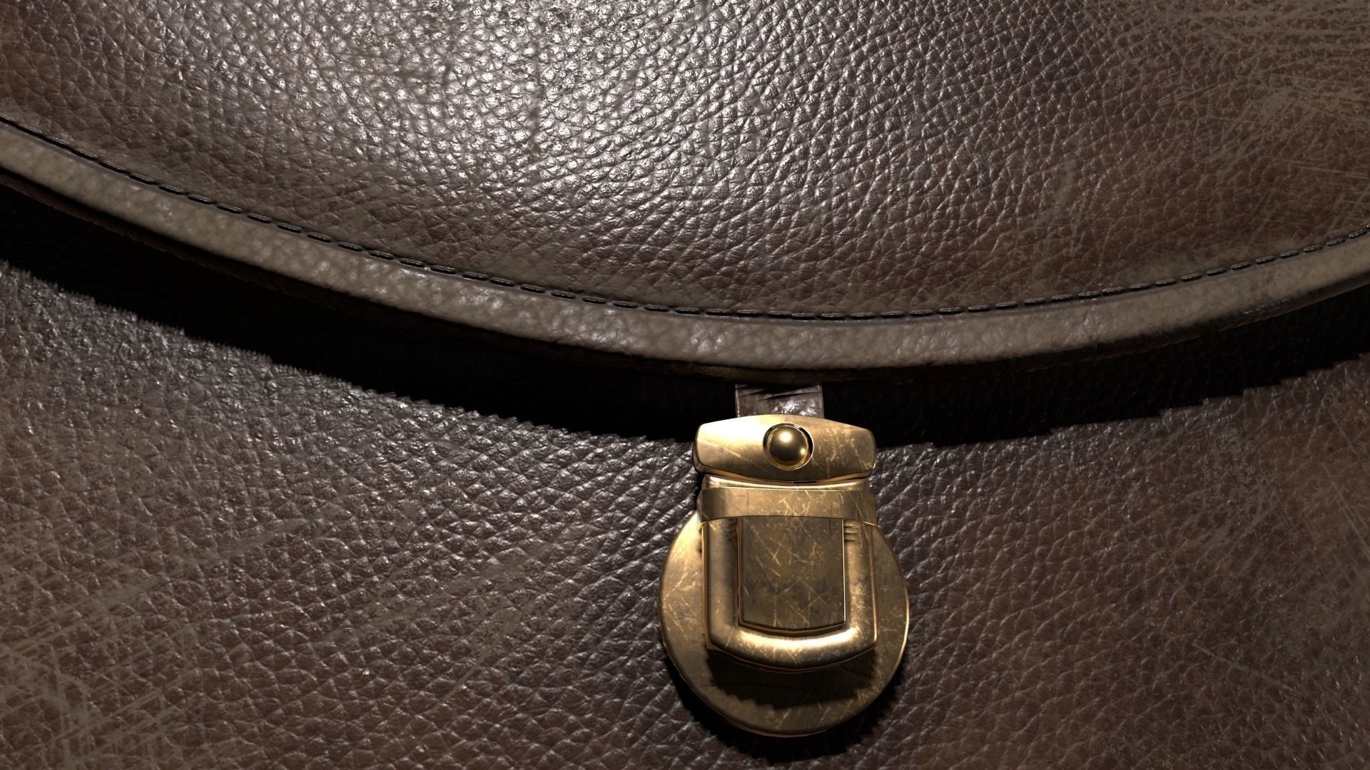 Old used Leather briefcase 2 colors  Low-poly 3D model_3