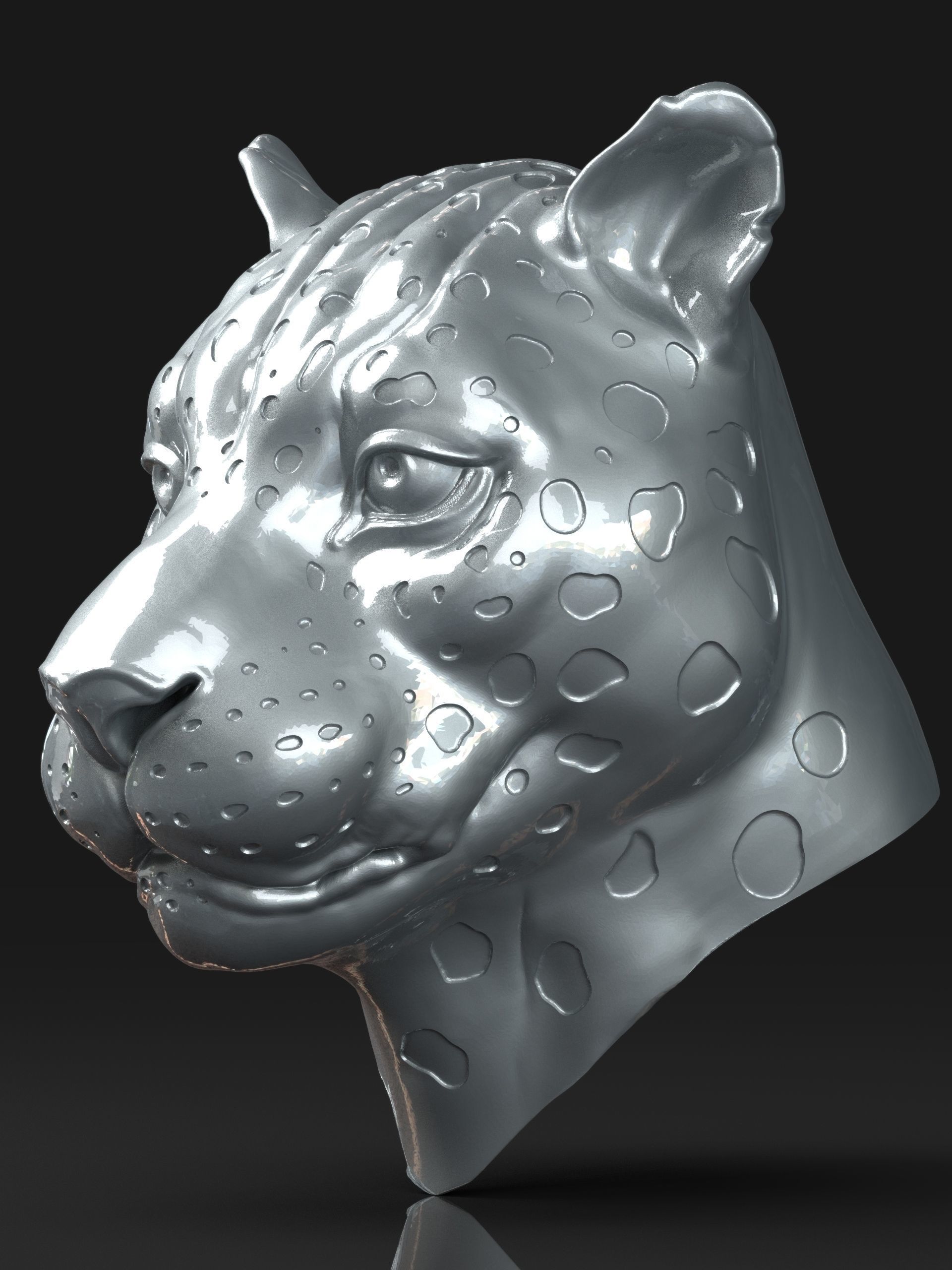 Leopard Head 3D print model_1