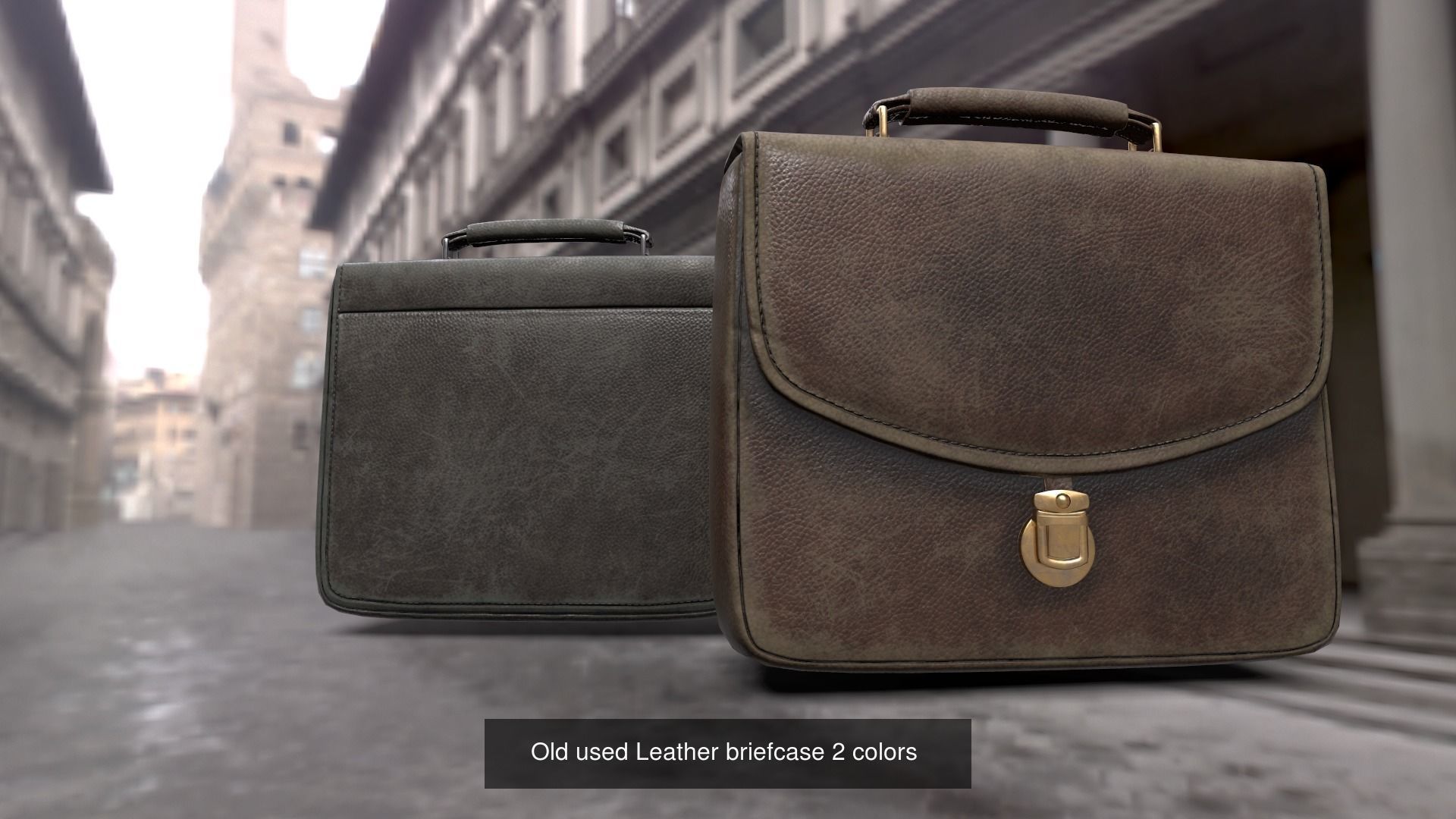  Leather briefcase with two texture variations 3D Model Collection_2