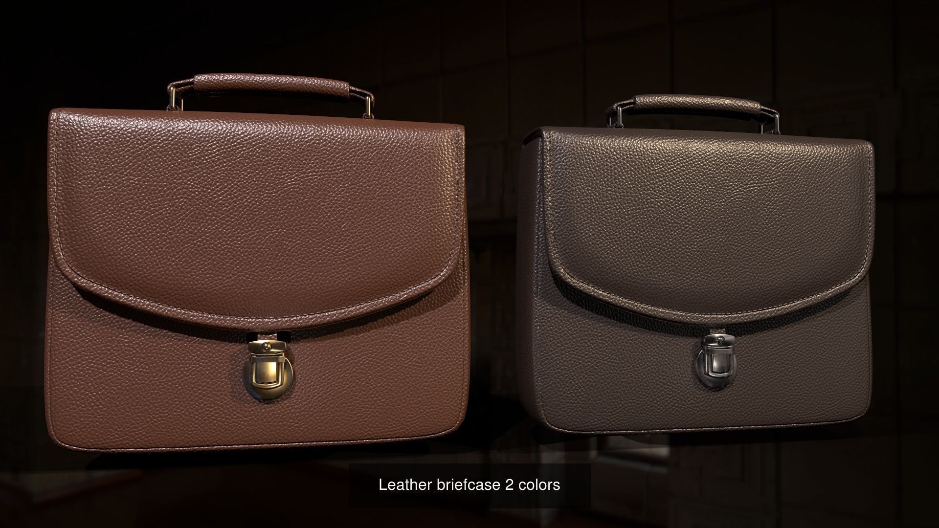  Leather briefcase with two texture variations 3D Model Collection_1