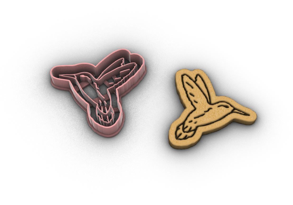 Humming-bird Cookie Cutter 3D print model_3