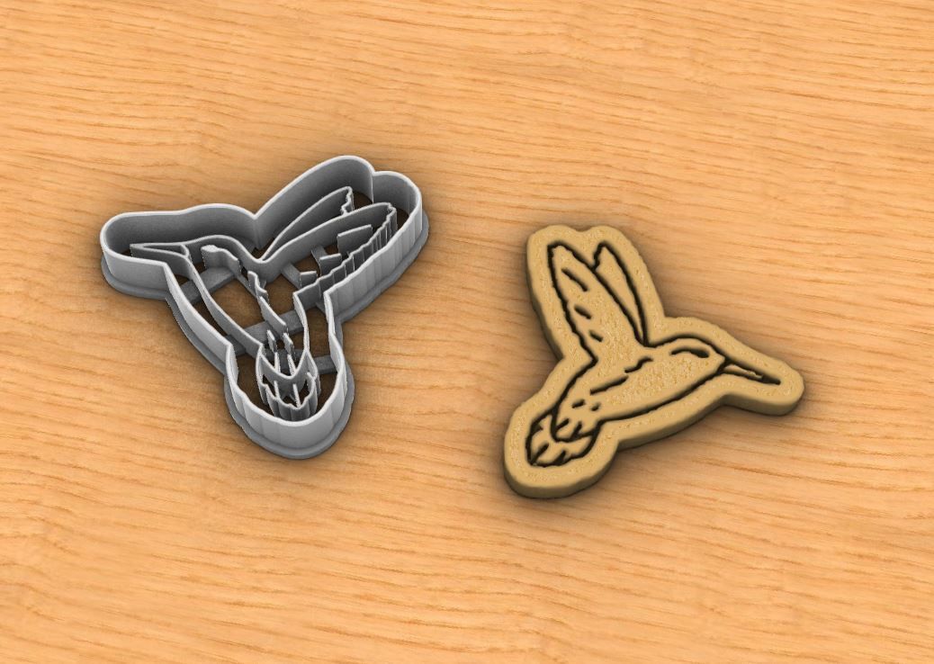 Humming-bird Cookie Cutter 3D print model_2