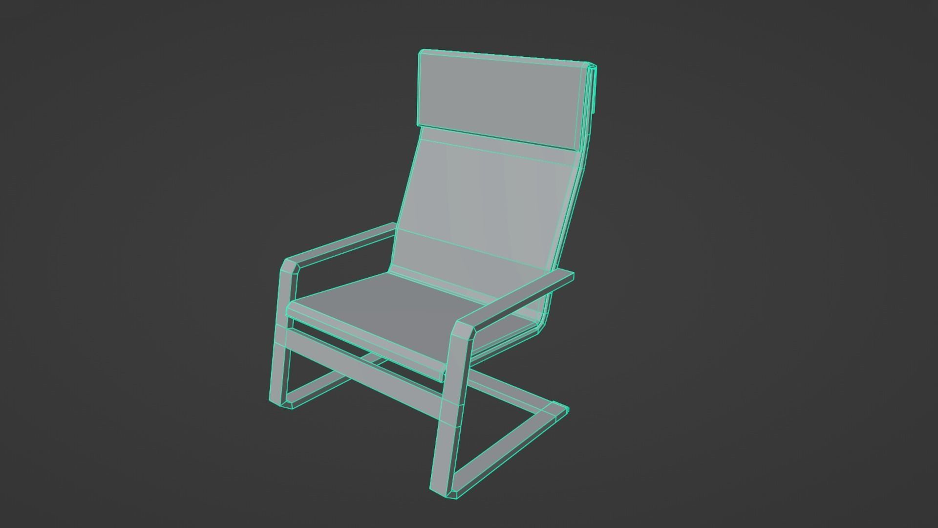 Armchair Low Poly chair with seat and back Low-poly 3D model_9