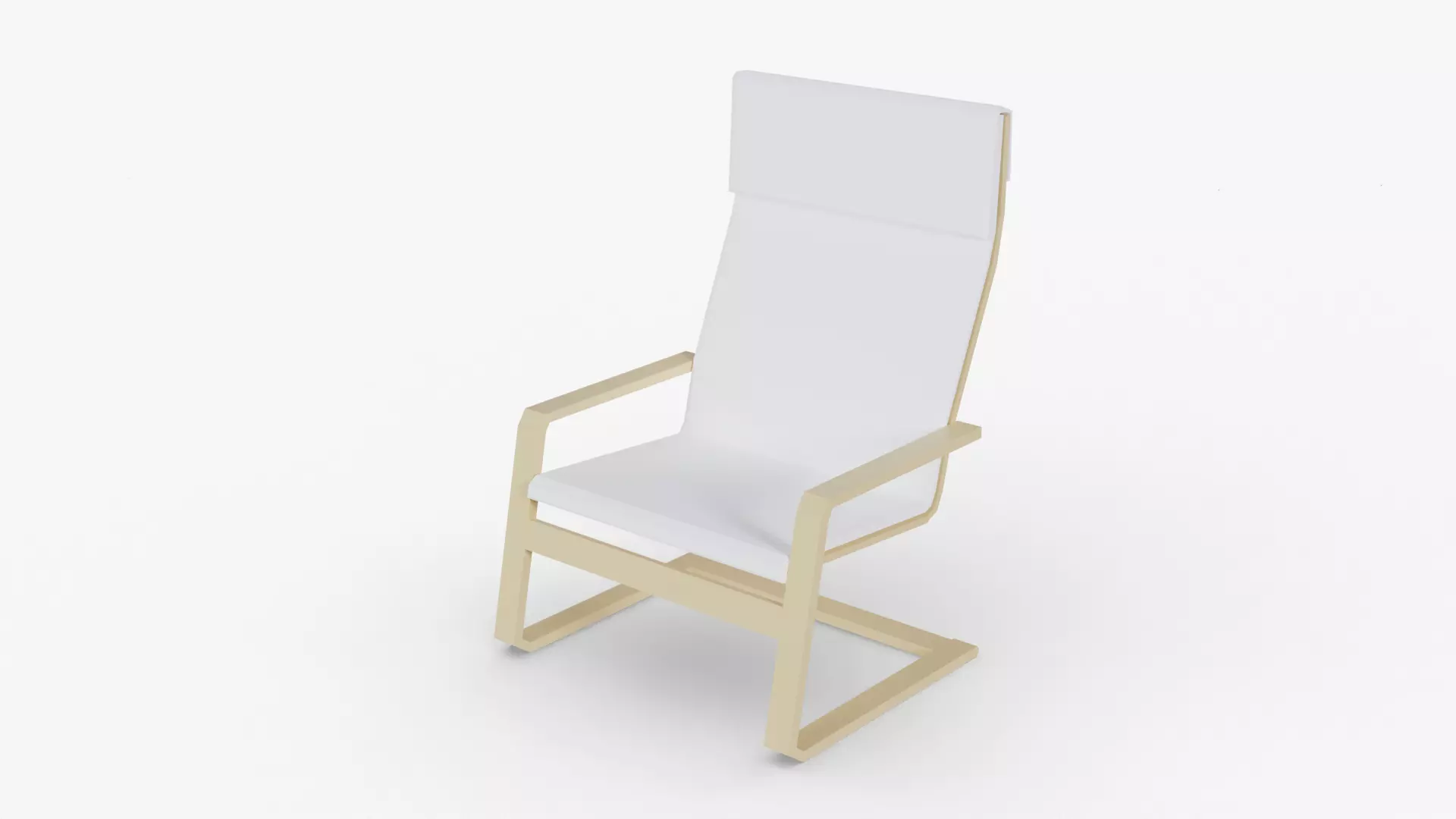 Armchair Low Poly chair with seat and back Low-poly 3D model_0