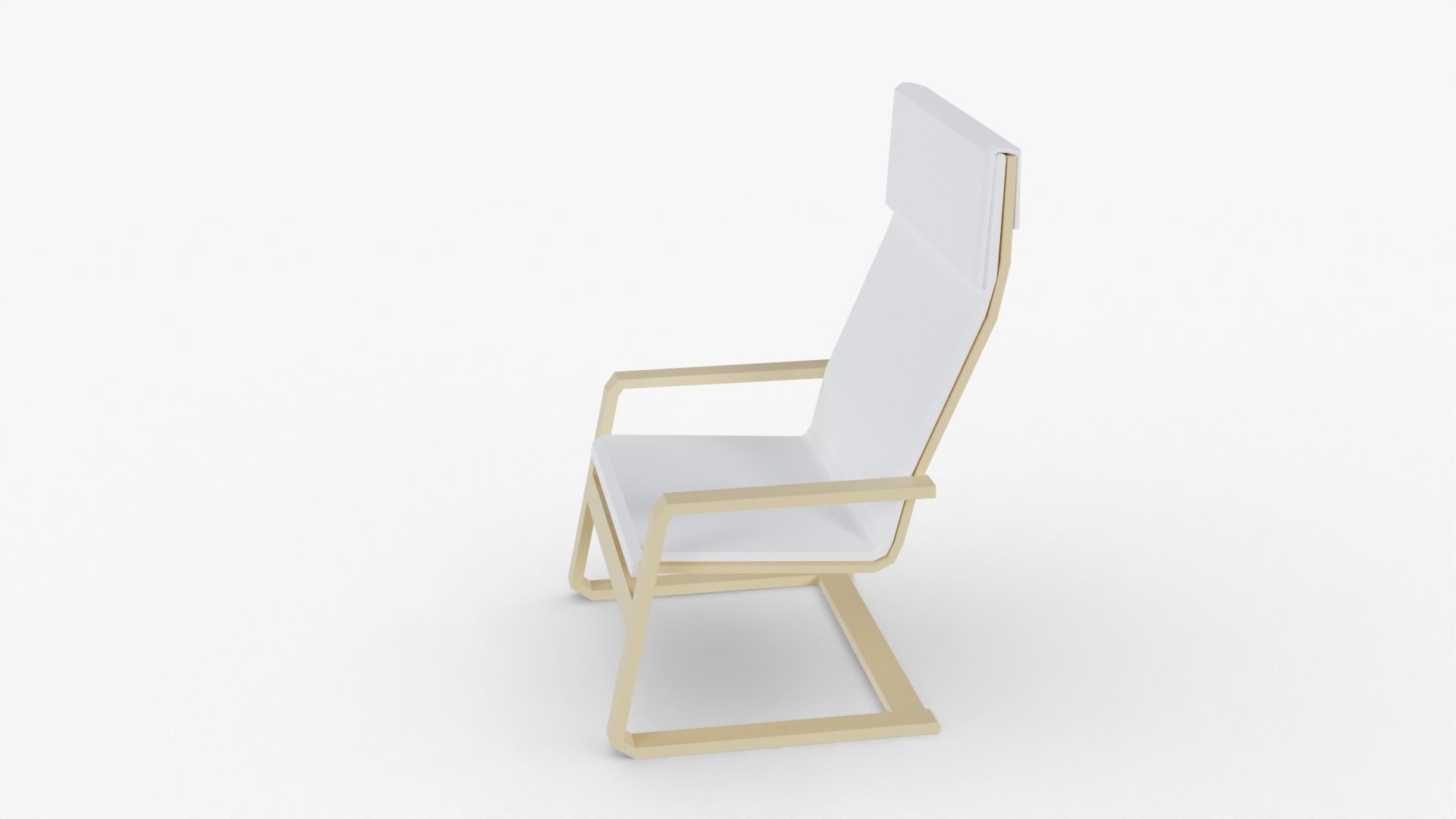 Armchair Low Poly chair with seat and back Low-poly 3D model_1