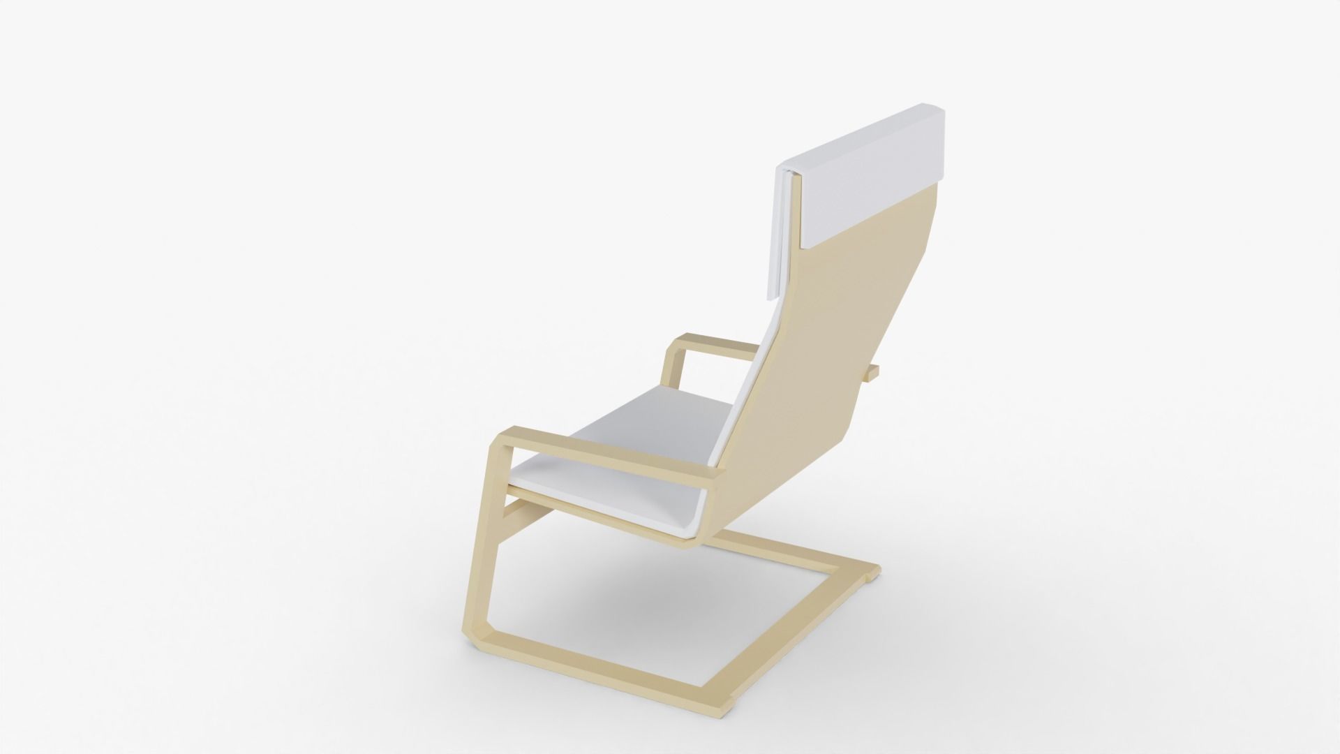 Armchair Low Poly chair with seat and back Low-poly 3D model_2