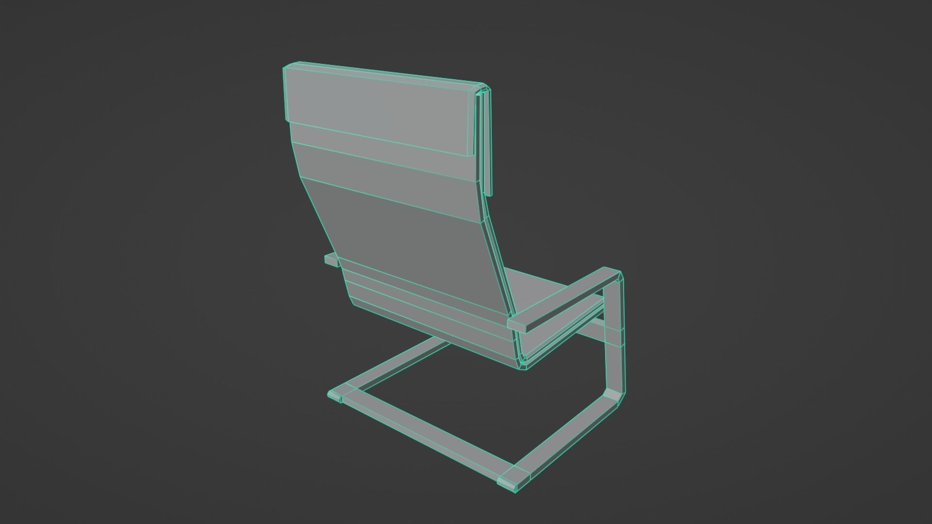 Armchair Low Poly chair with seat and back Low-poly 3D model_10