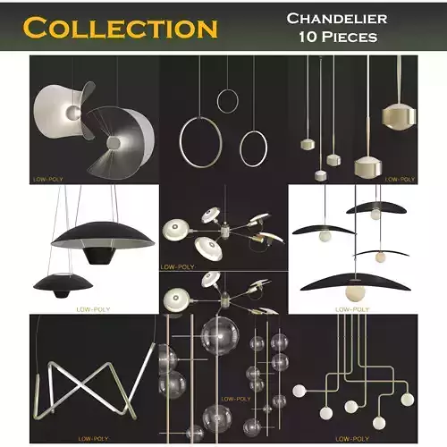 Chandelier collection low poly 3d model - pendant lamp Low-poly 3D model