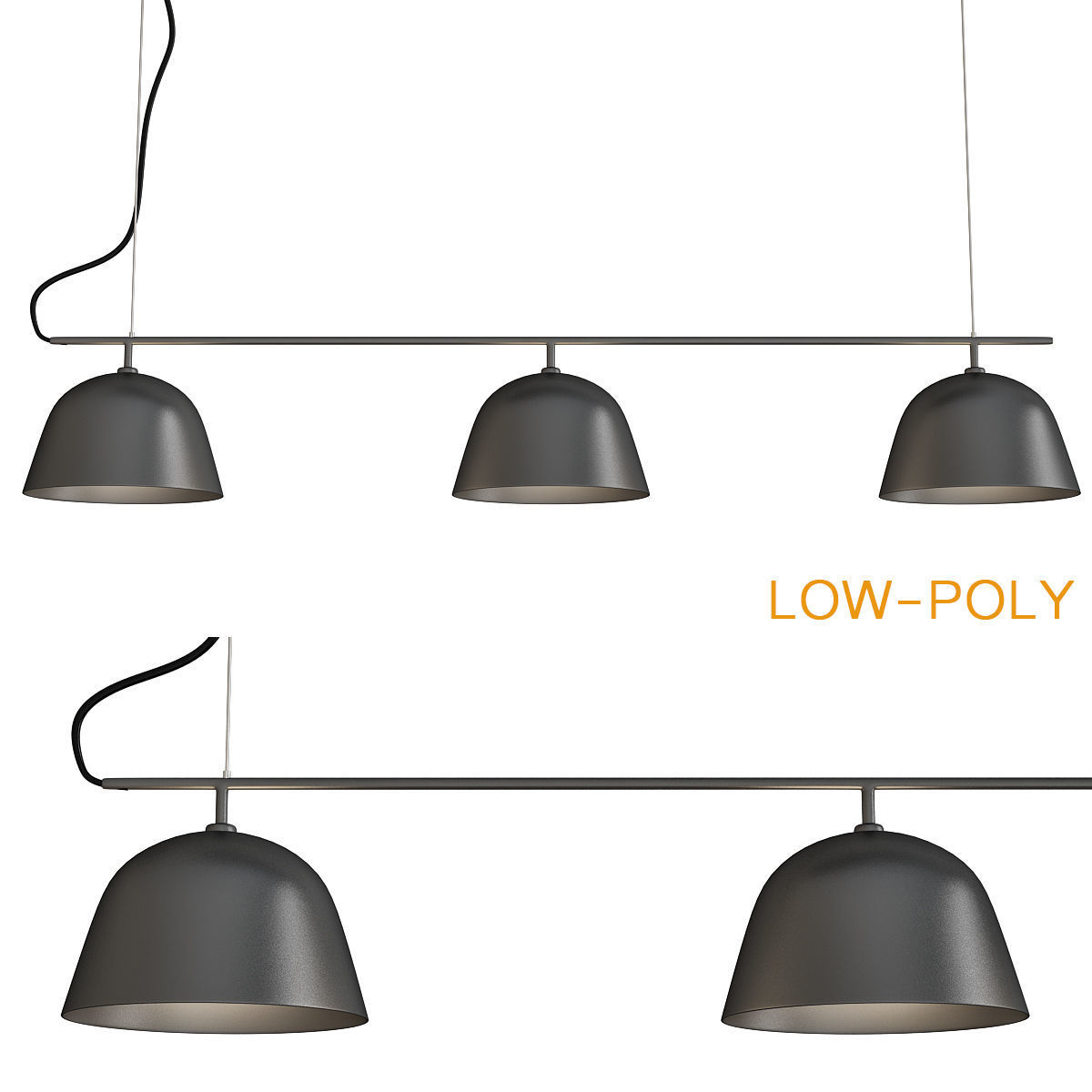 Chandelier collection low poly 3d model light fixture with th... Low-poly 3D model_1