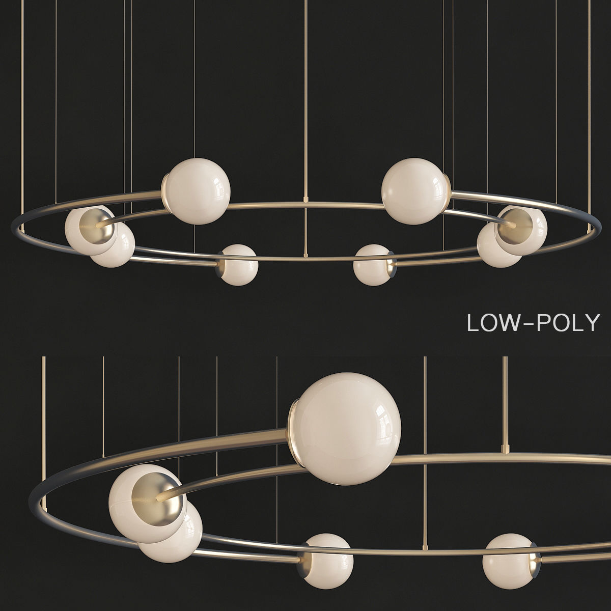 Chandelier collection low poly 3d model light fixture with th... Low-poly 3D model_19