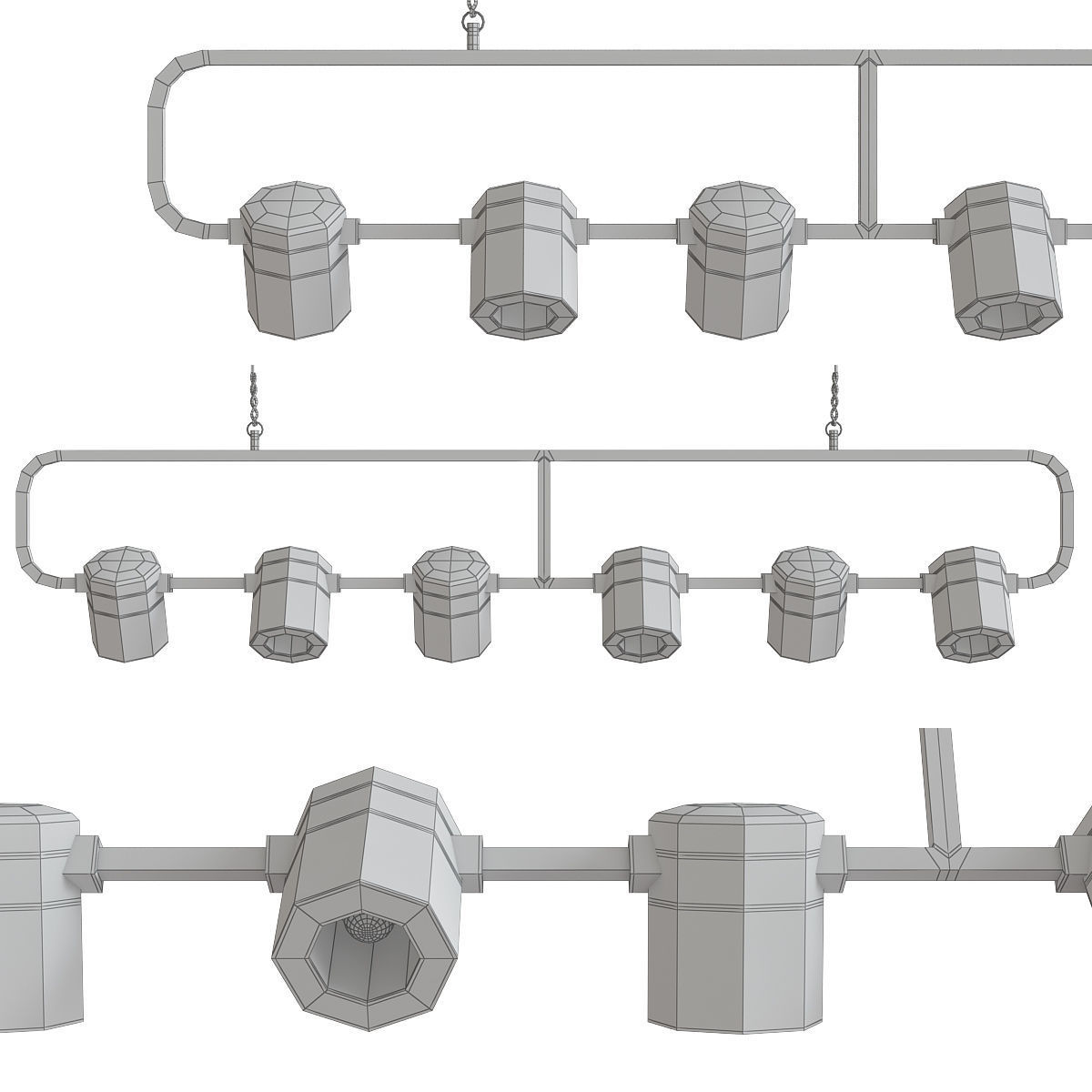 Chandelier collection low poly 3d model light fixture with th... Low-poly 3D model_16