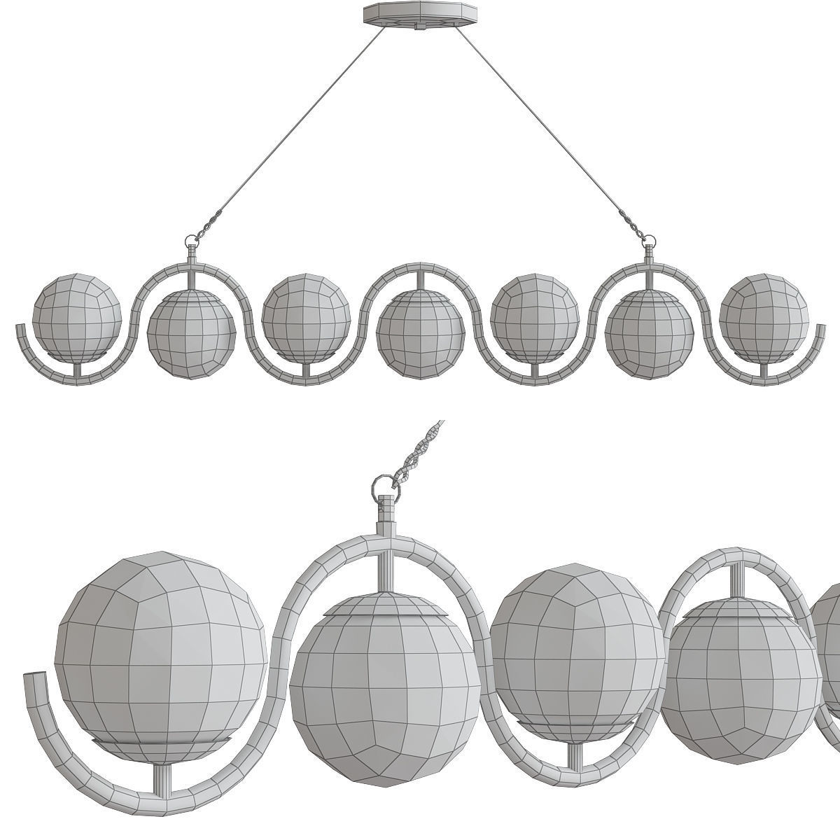 Chandelier collection low poly 3d model light fixture with th... Low-poly 3D model_9