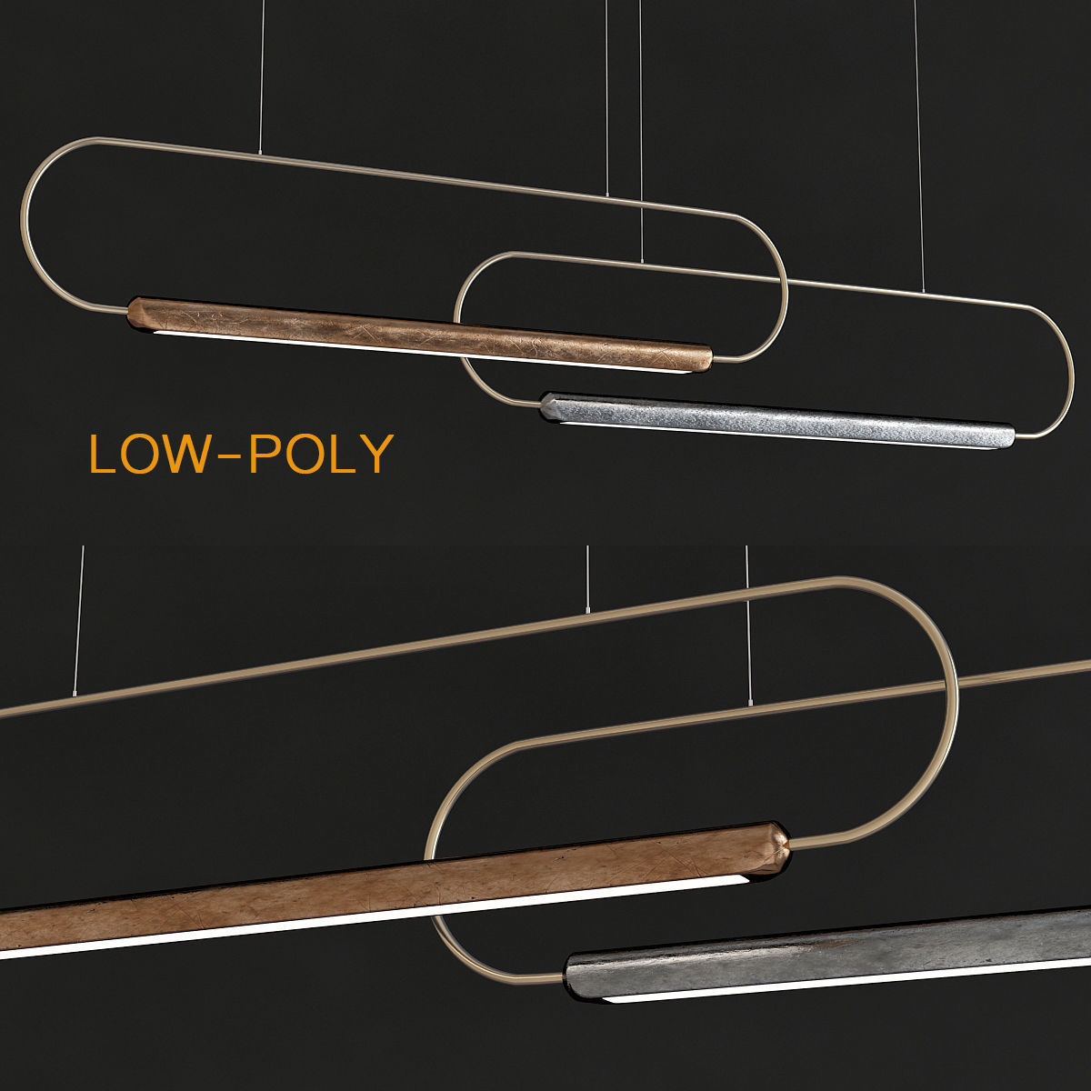 Chandelier collection low poly 3d model light fixture with th... Low-poly 3D model_7