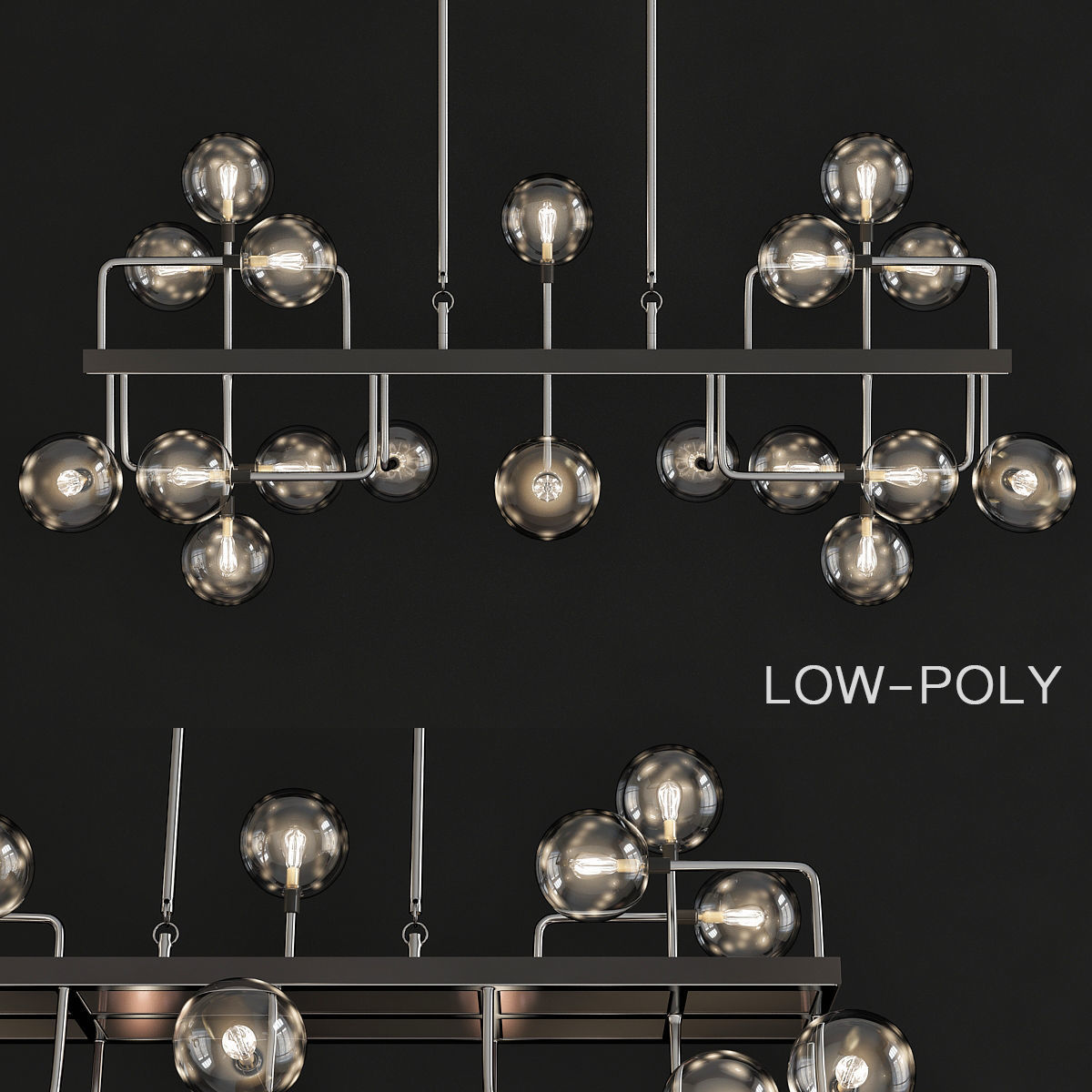 Chandelier collection low poly 3d model light fixture with th... Low-poly 3D model_17