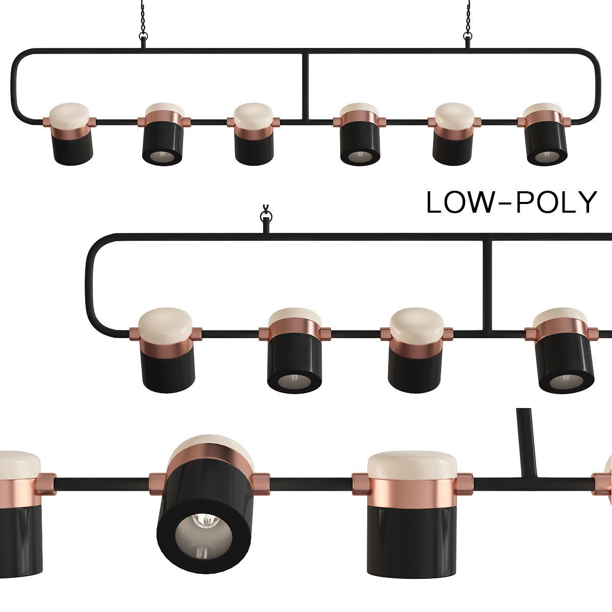Chandelier collection low poly 3d model light fixture with th... Low-poly 3D model_15