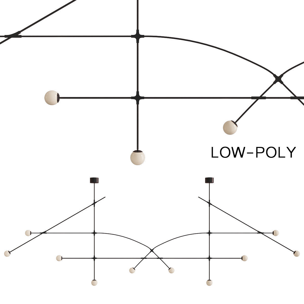 Chandelier collection low poly 3d model light fixture with th... Low-poly 3D model_4