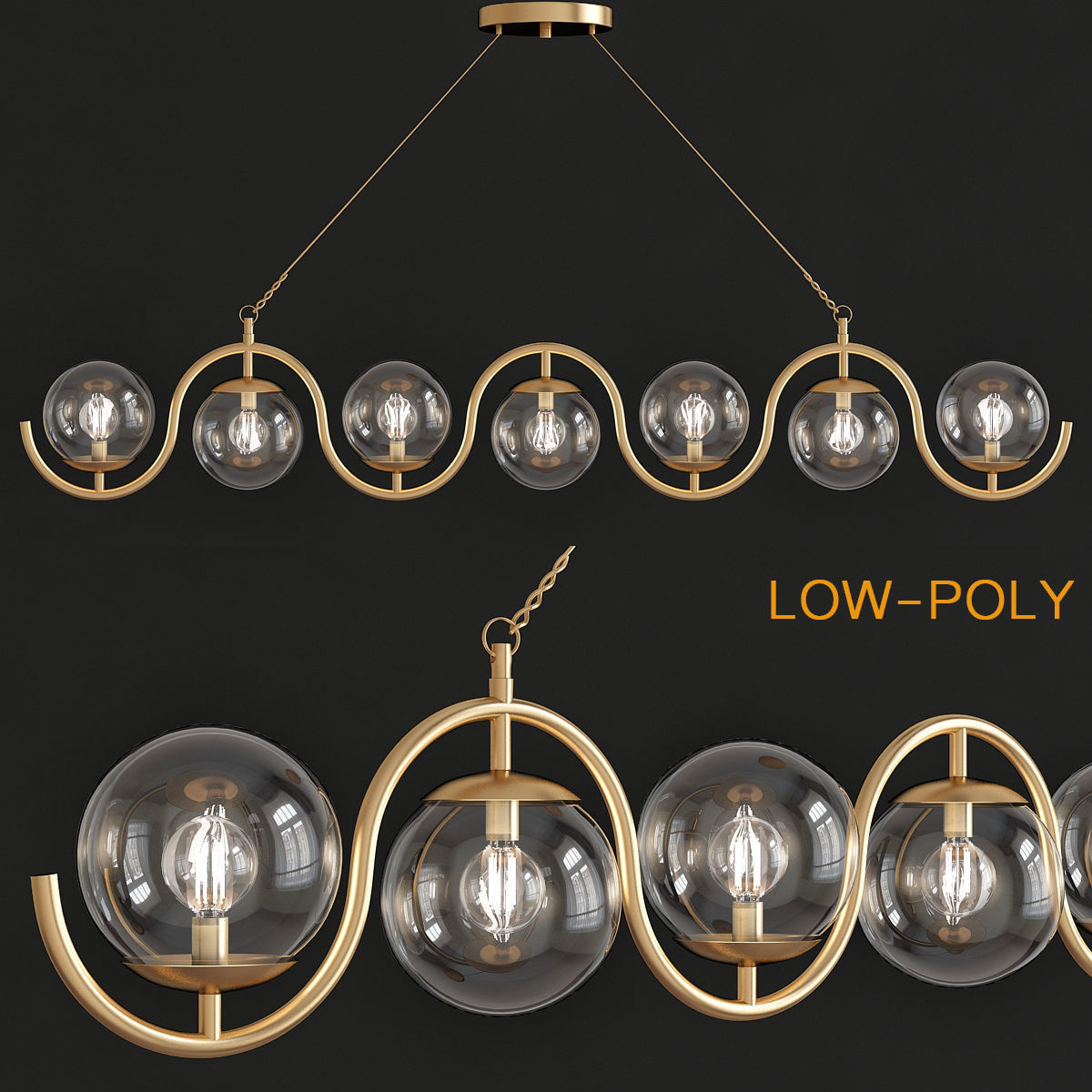 Chandelier collection low poly 3d model light fixture with th... Low-poly 3D model_10
