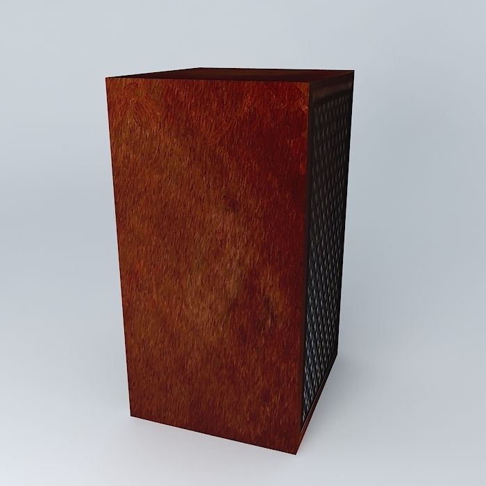 4 way Stereo Speaker dark cherry wood Free 3D model_1