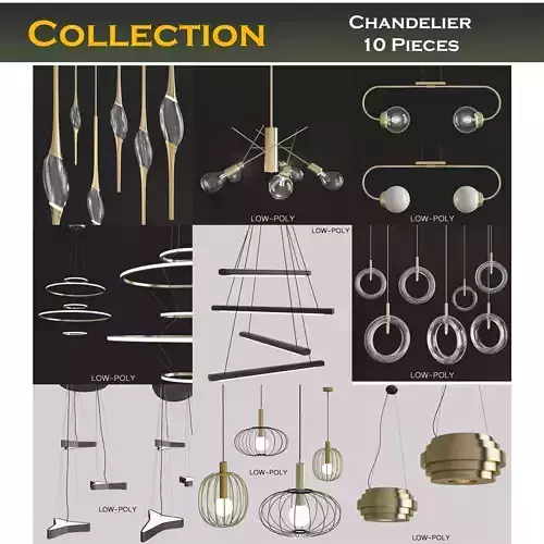 Chandelier collection low poly 3d model Low-poly 3D model