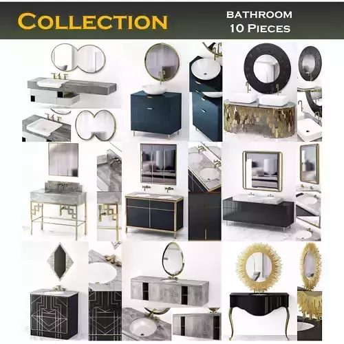 bathroom collection low poly 3d model pieces