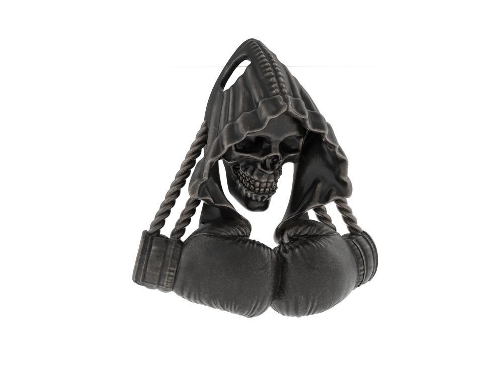 Boxing-pendant boxing hooded skull brooch 3D print model_2