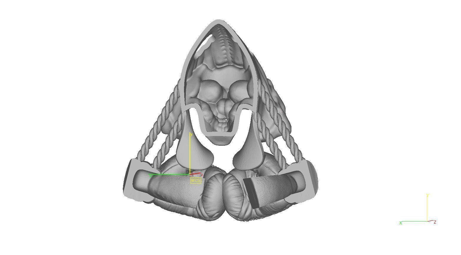 Boxing-pendant boxing hooded skull brooch 3D print model_5