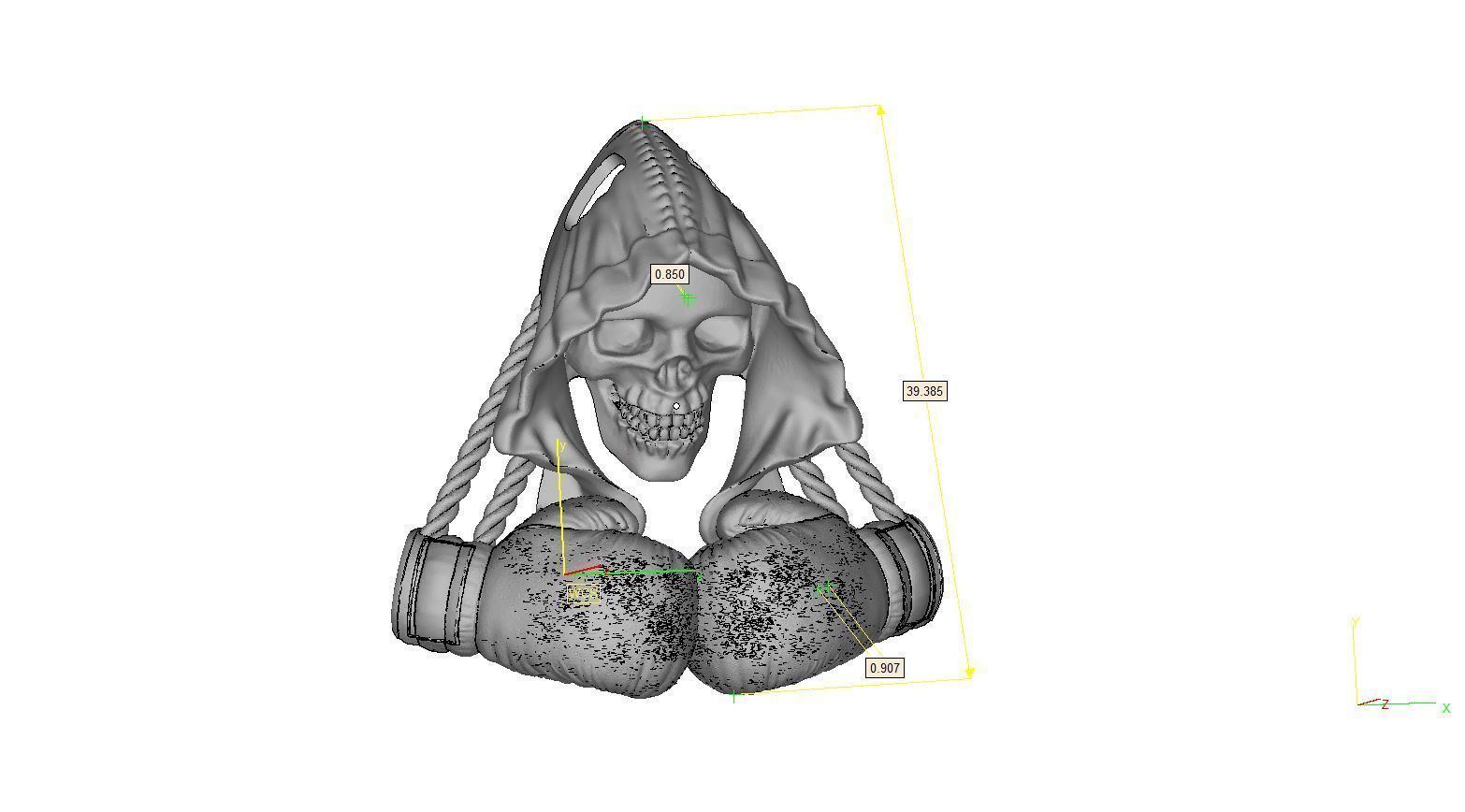 Boxing-pendant boxing hooded skull brooch 3D print model_4