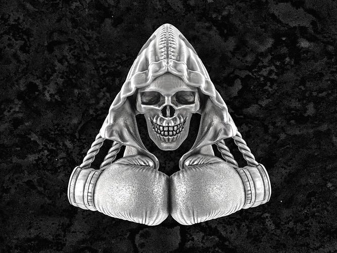 Boxing-pendant boxing hooded skull brooch 3D print model