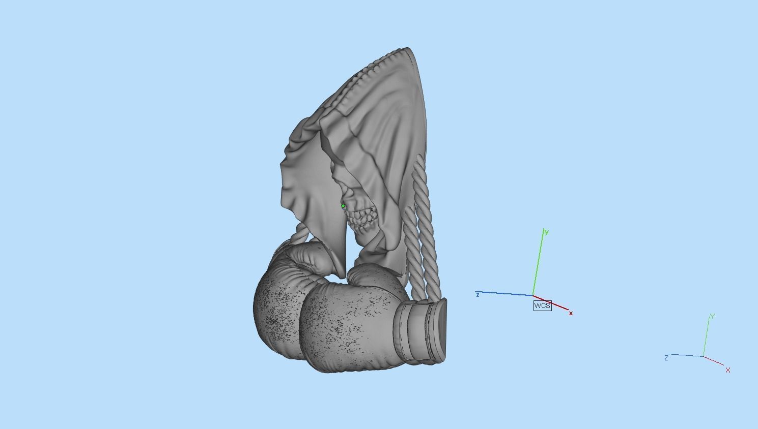 Boxing-pendant boxing hooded skull brooch 3D print model_6