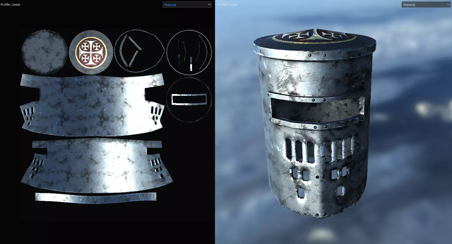 Crusader Helmet Low-poly 3D model_0