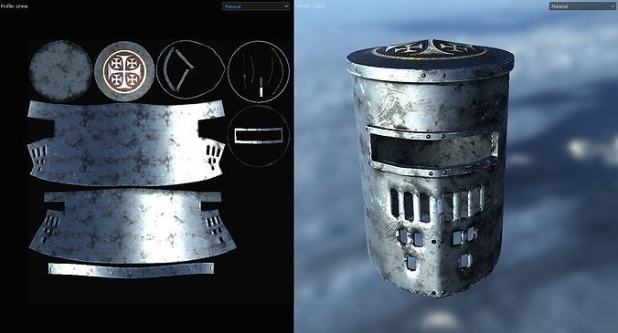 Crusader Helmet Low-poly 3D model