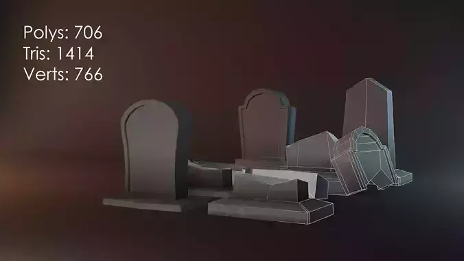 Halloween Gravestones Low Poly model
