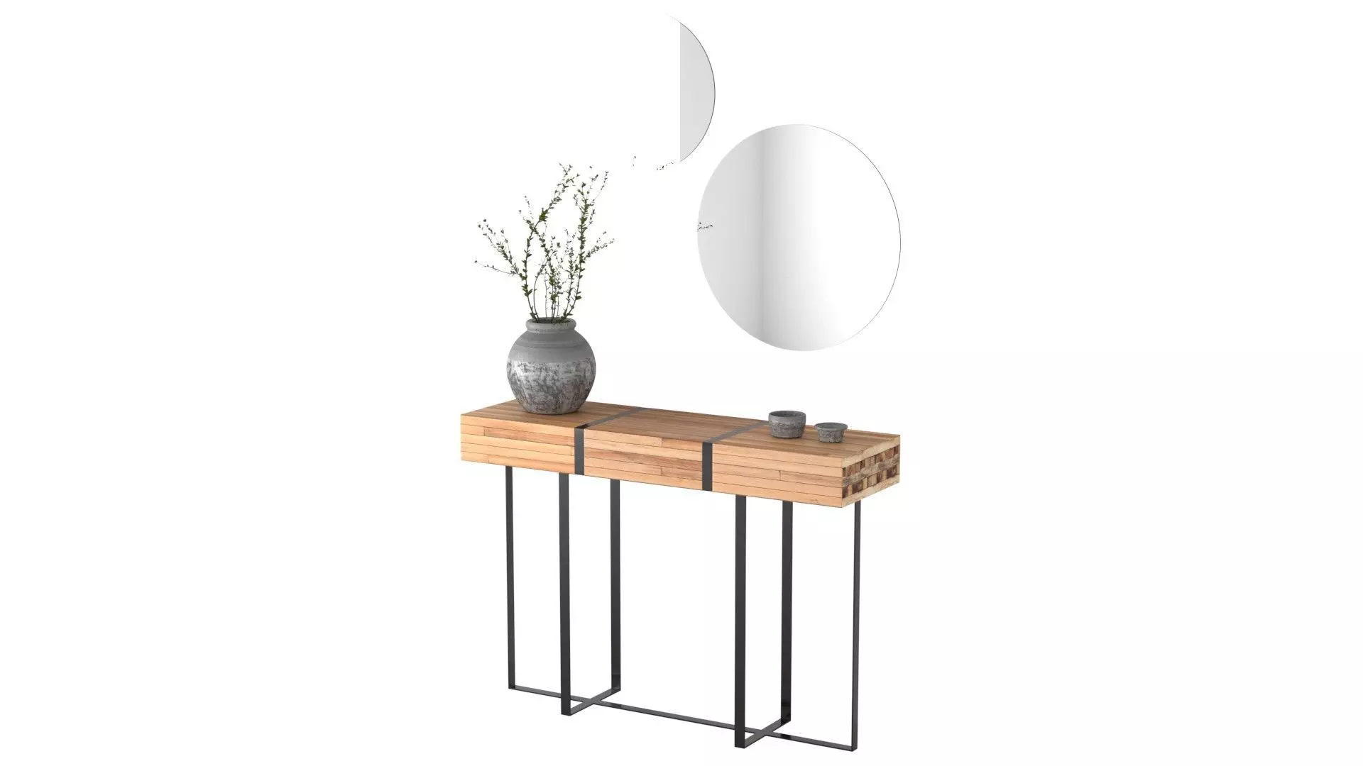 Entry Table D - Vase and Mirrors Low-poly 3D model