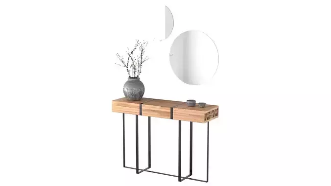 Entry Table D - Vase and Mirrors