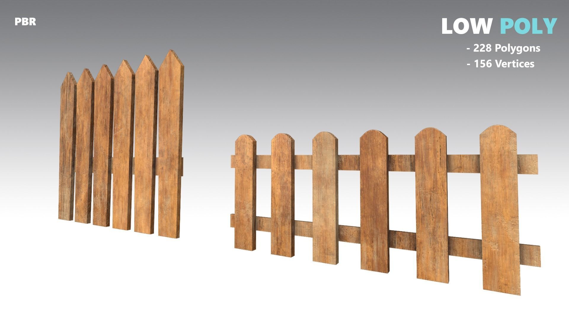 Wooden Fences PBR - Modular - Version 1 - Low-poly 3D model_2