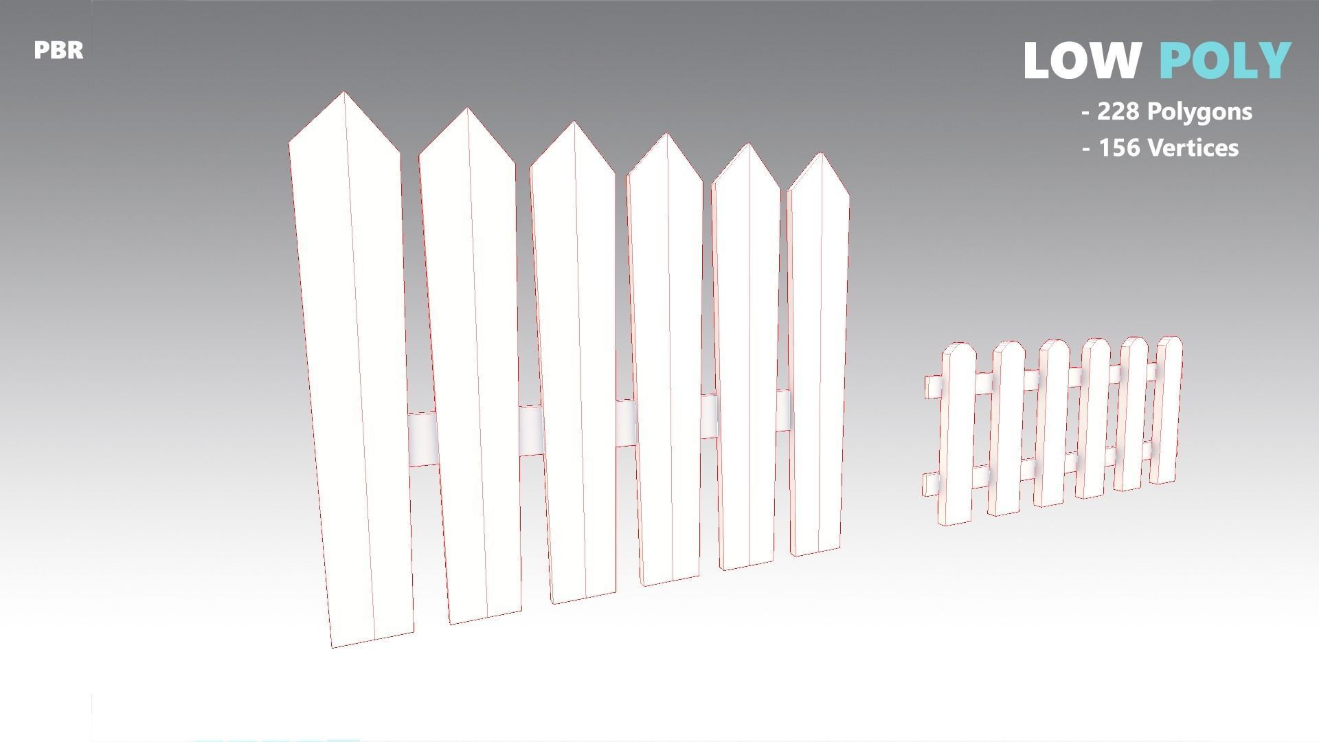 Wooden Fences PBR - Modular - Version 1 - Low-poly 3D model_5