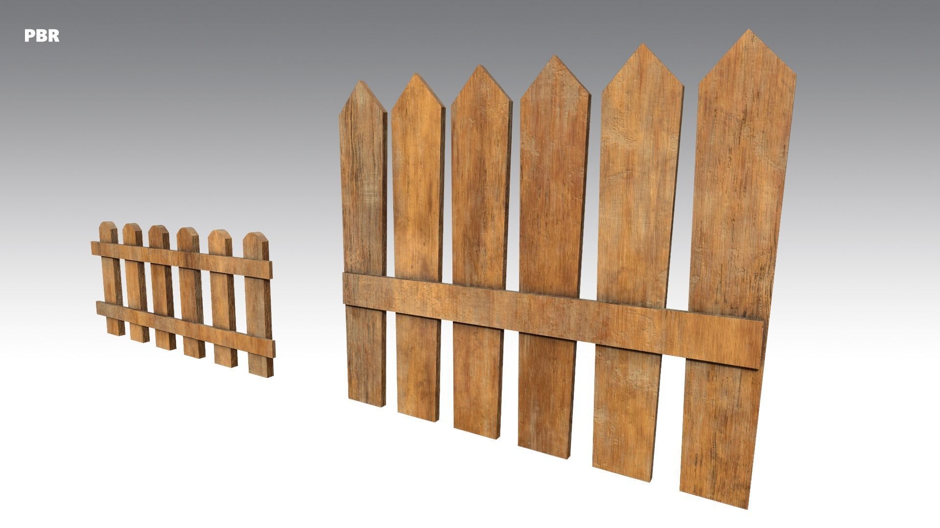 Wooden Fences PBR - Modular - Version 1 - Low-poly 3D model_3
