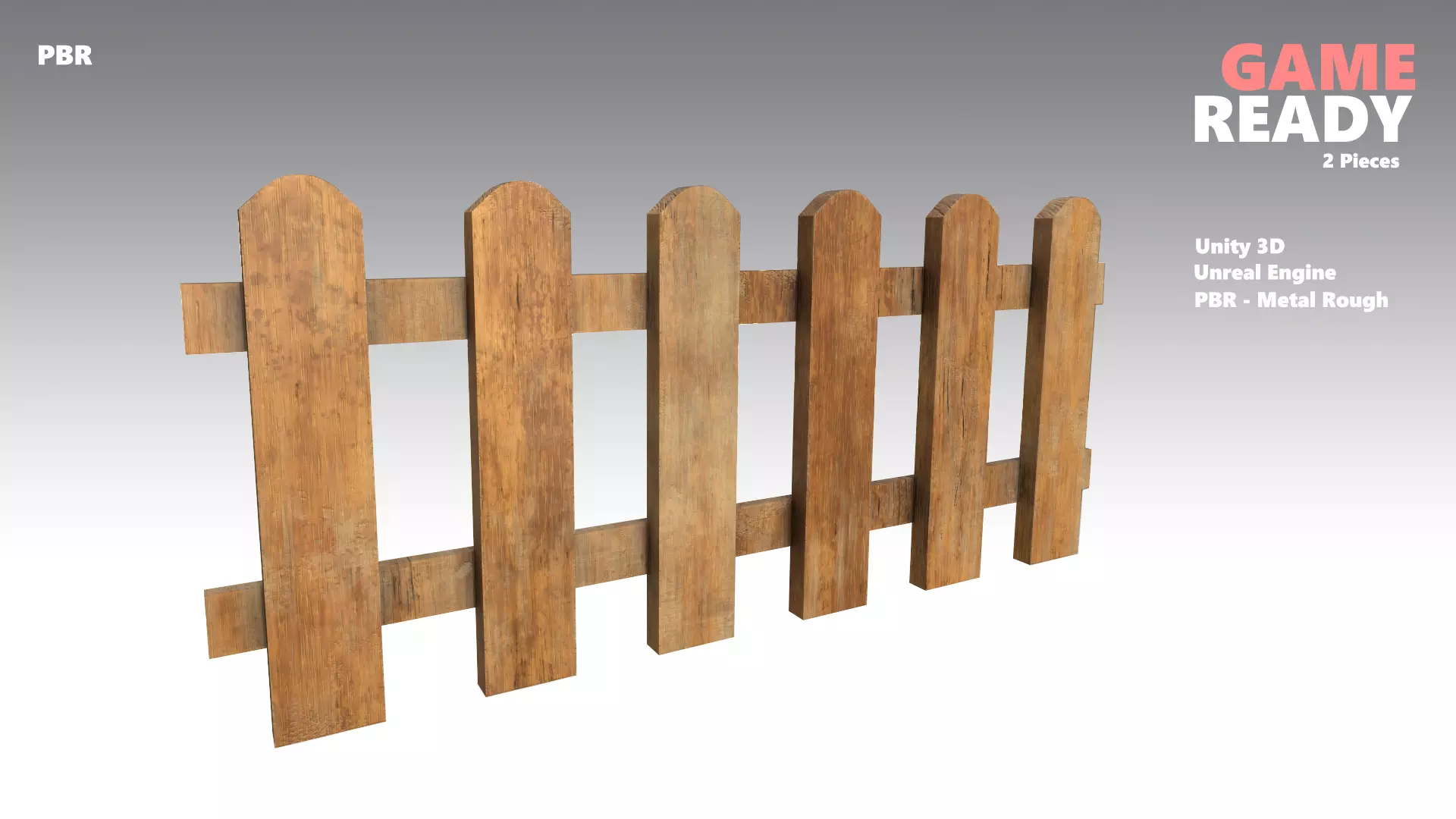 Wooden Fences PBR - Modular - Version 1 - Low-poly 3D model_0