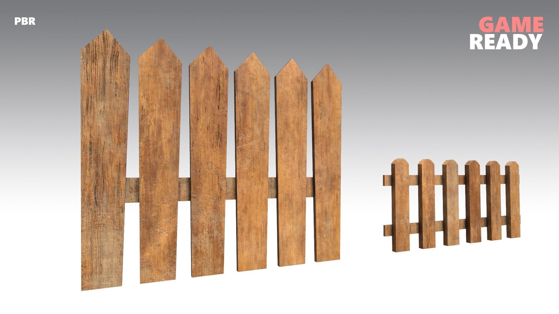 Wooden Fences PBR - Modular - Version 1 - Low-poly 3D model_1