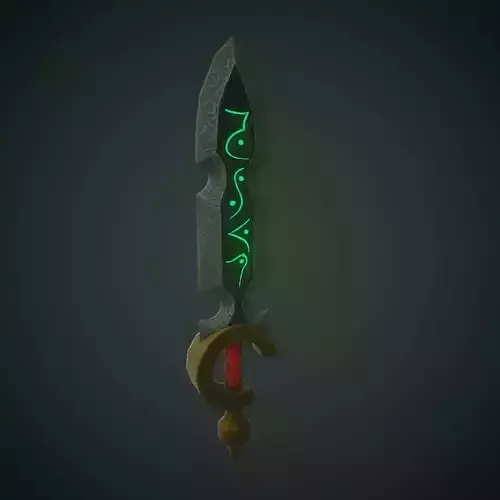 Low poly pbr sword with glowing letters Low-poly 3D model