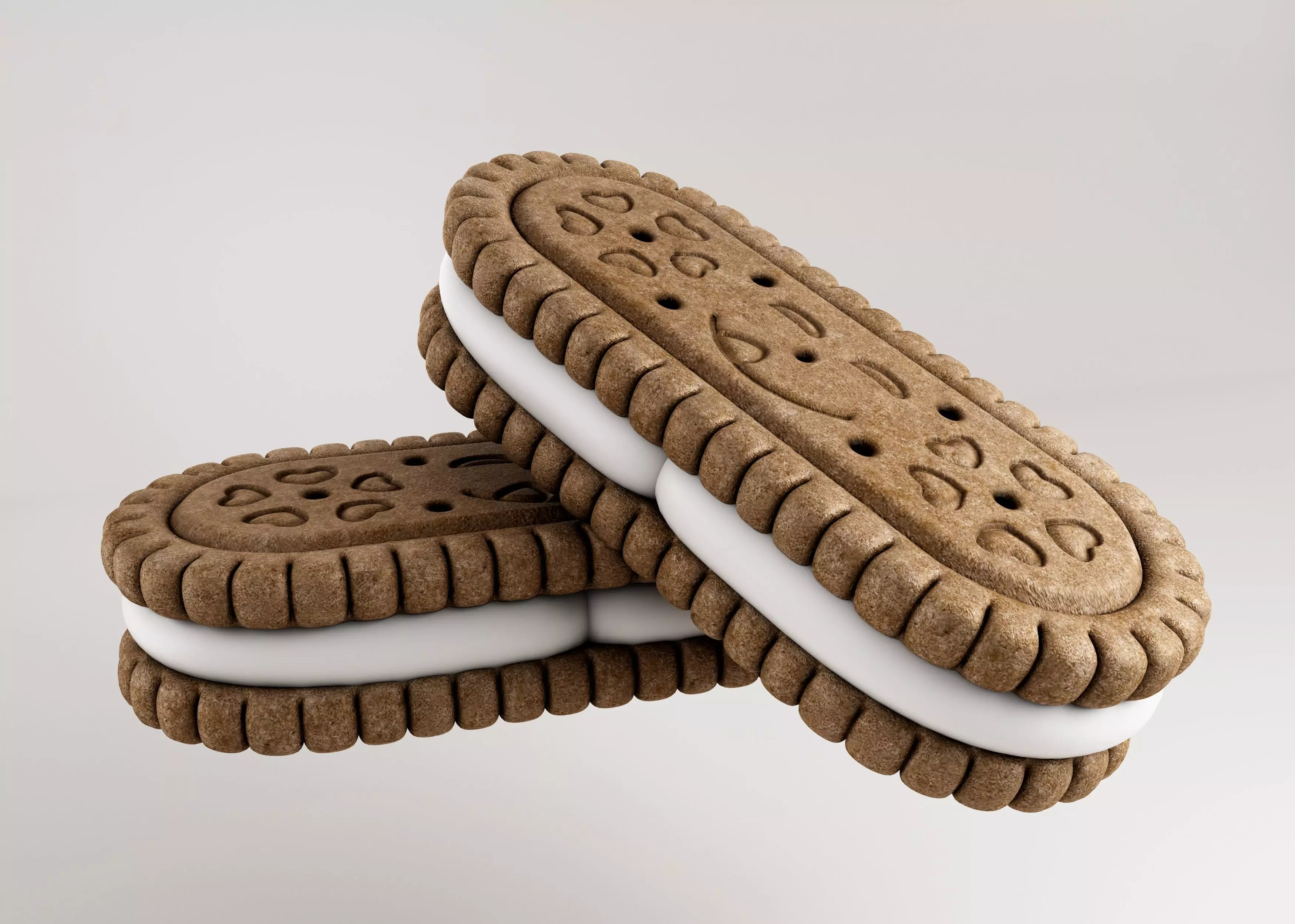 Biscuit realistic ice cream sandwiches 3D model