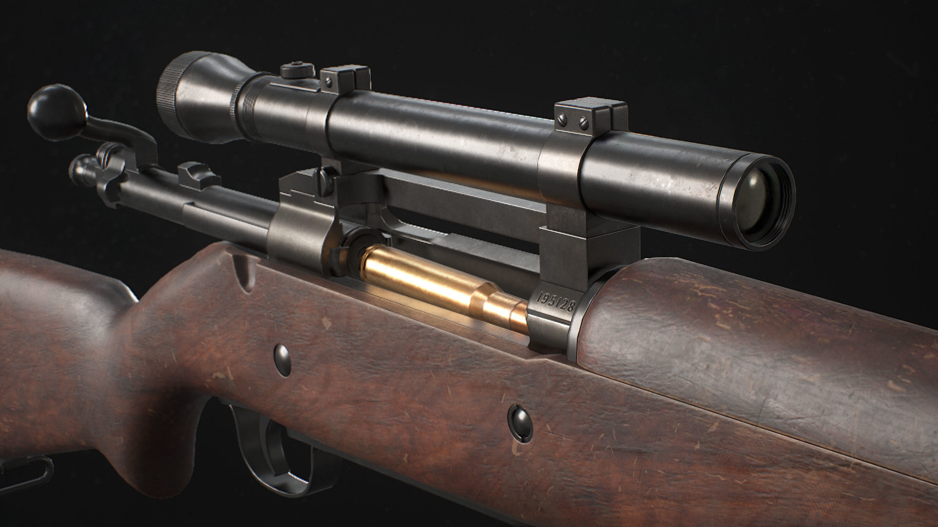 Springfield M1903 Sniper rifle Low-poly 3D model_4