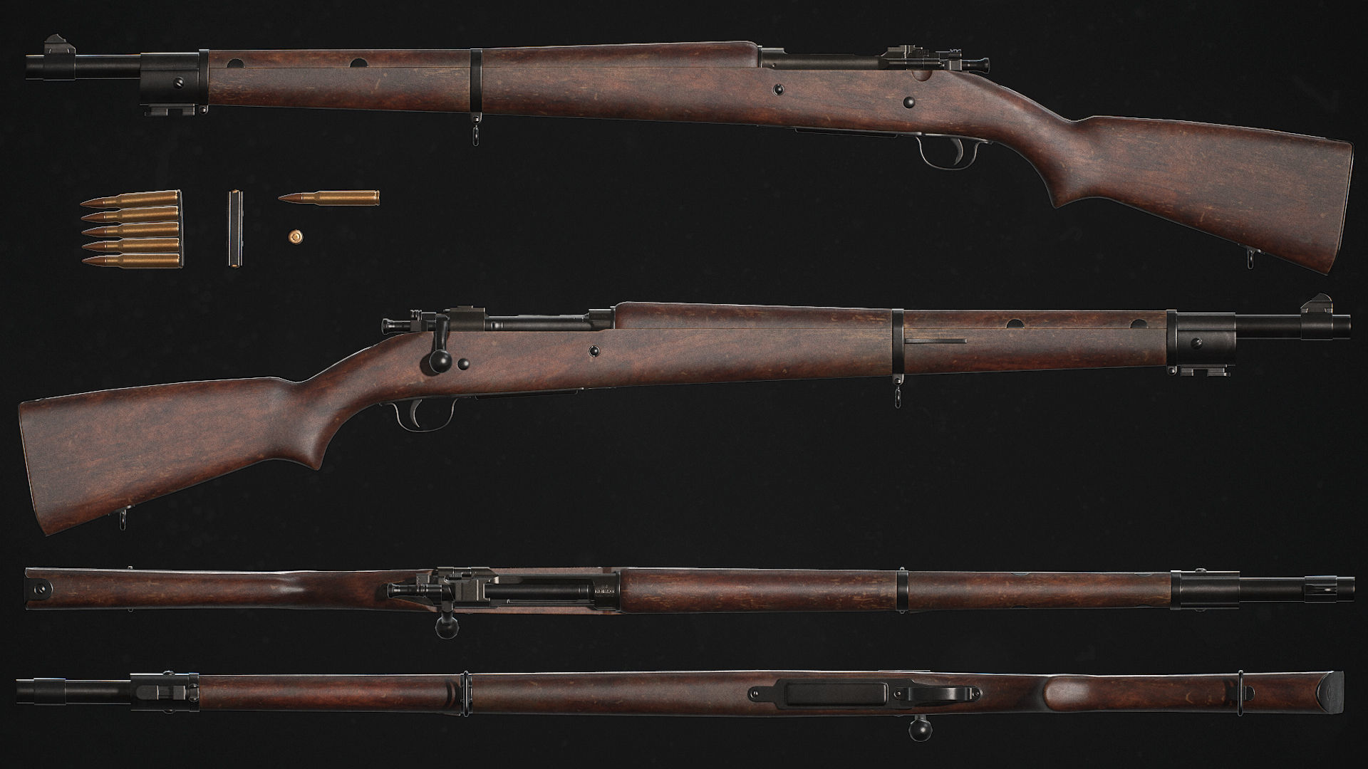 Springfield M1903 Sniper rifle Low-poly 3D model_9