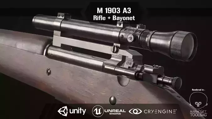 Springfield M1903 Sniper rifle Low-poly 3D model